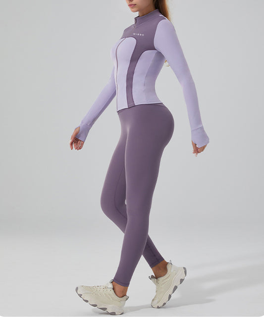 COMPLETO PALESTRA DONNA MANICA LUNGA CON ZIP – VIOLA LAVANDA | MIBBO