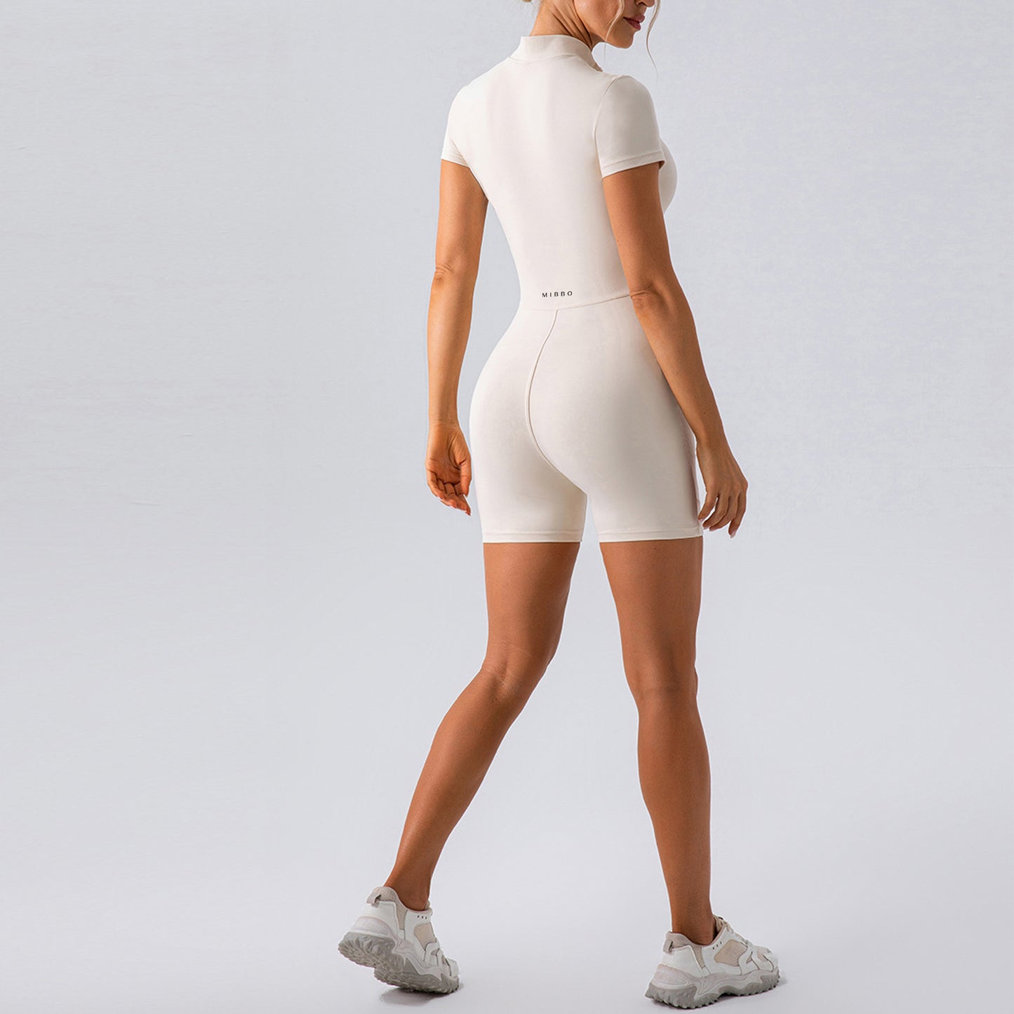 Tutina Sportiva Modellante Donna – VITA Zip Jumpsuit Ivory | MIBBO