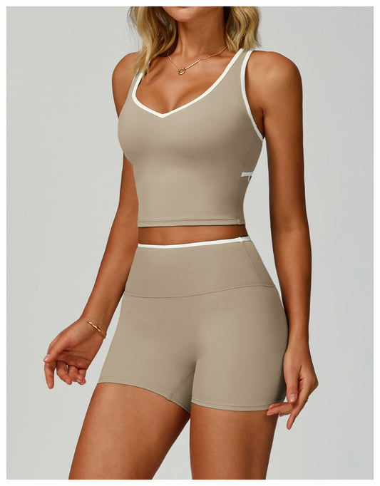 Completo Sportivo Modellante Donna con Shorts – GRACE Sculpt Set Beige | MIBBO