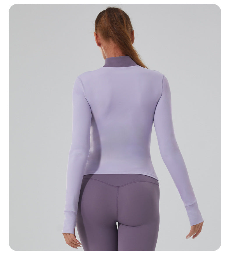 COMPLETO PALESTRA DONNA MANICA LUNGA CON ZIP – VIOLA LAVANDA | MIBBO