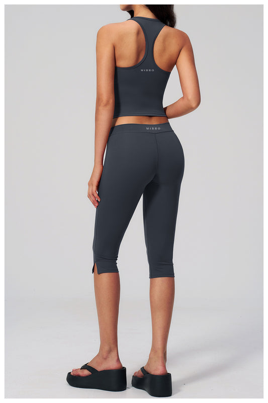COMPLETO PALESTRA DONNA CAPRI VITA BASSA – GRIGIO GRAFITE | MIBBO