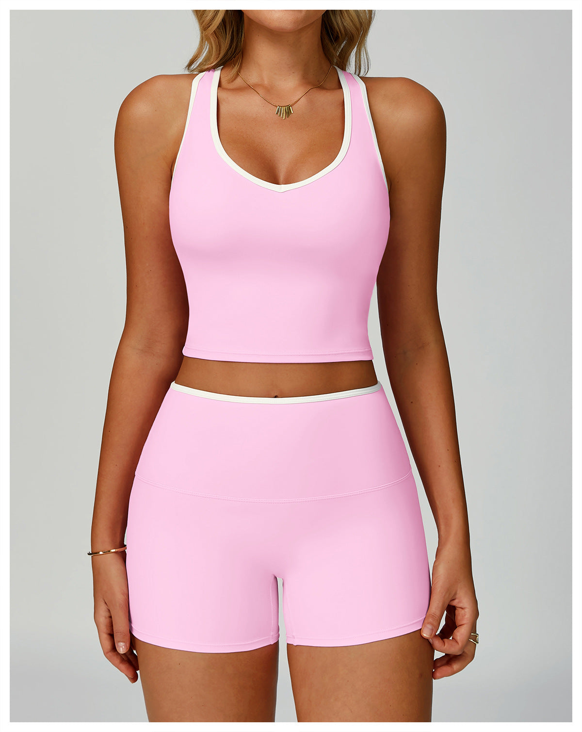 Completo Sportivo Modellante Donna con Shorts – GRACE Sculpt Set Rosa | MIBBO