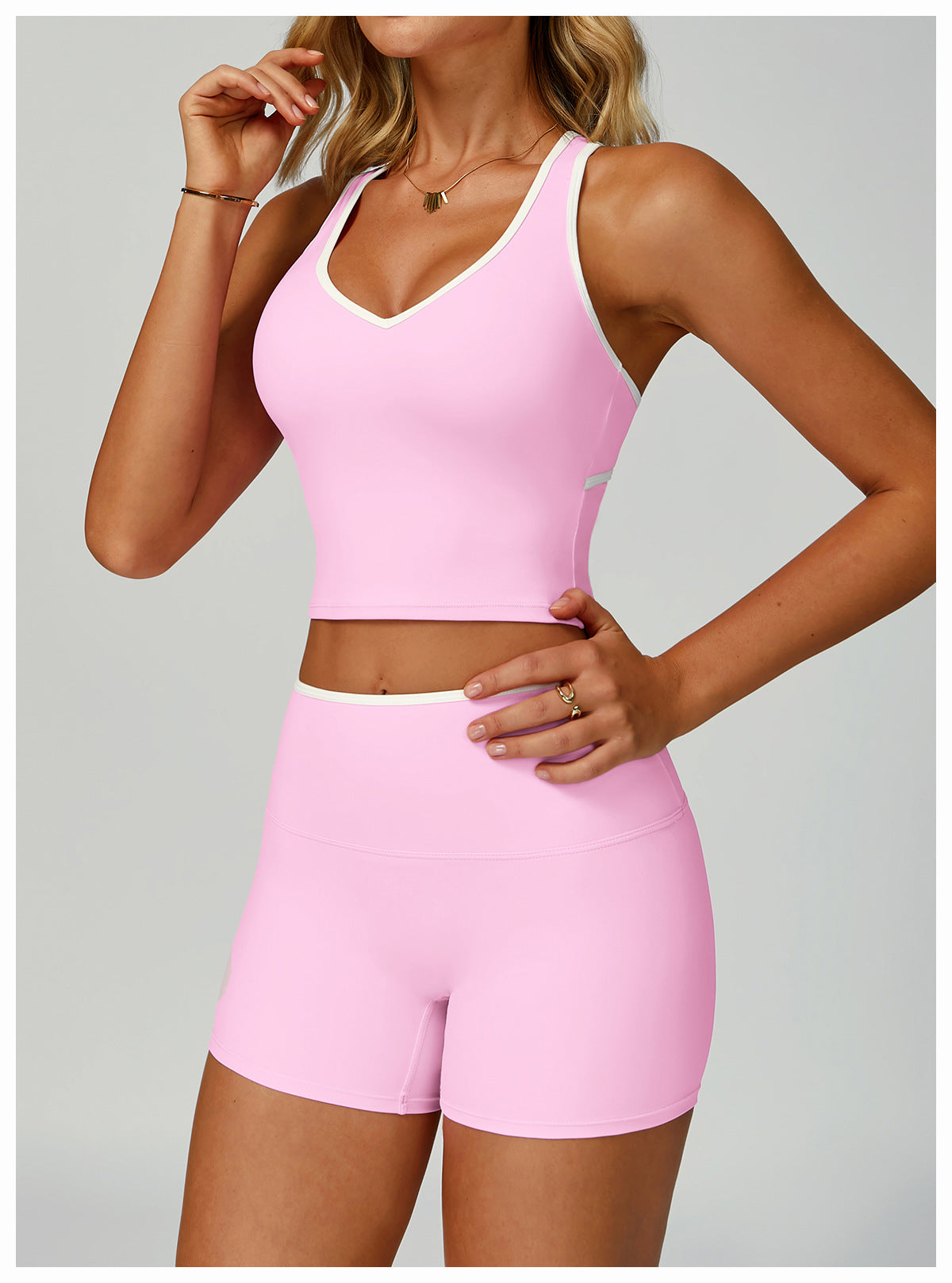 Completo Sportivo Modellante Donna con Shorts – GRACE Sculpt Set Rosa | MIBBO