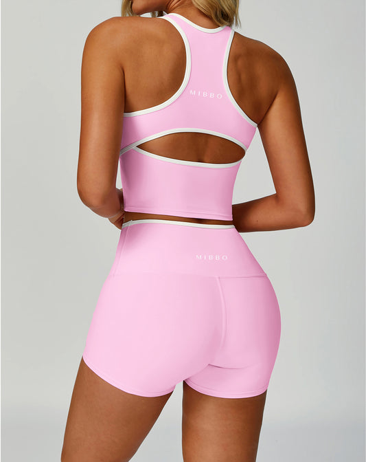 Completo Sportivo Modellante Donna con Shorts – GRACE Sculpt Set Rosa | MIBBO