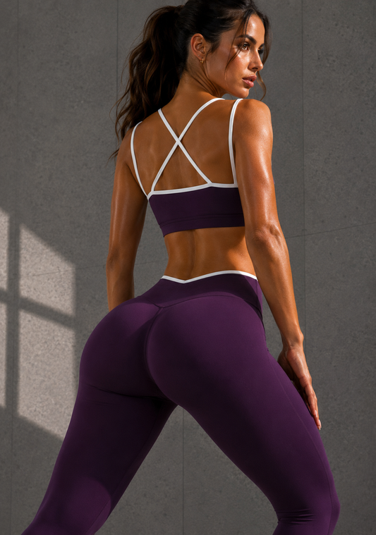 Completo Activewear Modellante Donna con Leggings – Velocity Set – Berry Plum | Mibbo