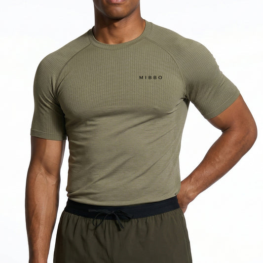 Maglia Tecnica Uomo Palestra – CORE Performance Verde Militare | MIBBO
